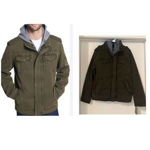 NWT Levi's Men's Brown Washed Cotton Sherpa-Lined Hooded Trucker Jacket Size S